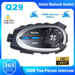 Intercomunicador Bluetooth para Casco de Motocicleta Q29, Cámara Inalámbrica HD 1080P, Reducción de Ruido, Resistente al Agua IPX6, Lente Ultra Gran Angular