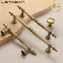 Manijas de gabinete de latón antiguo con forma de corona para muebles de bronce, tiradores de puertas de armarios de dormitorio,