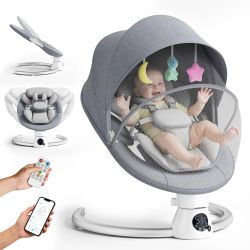 Cuna Eléctrica Calmante para Bebés con Control por APP, Silla Mecedora Multifuncional para Sentarse y Reclinarse, Regalo para Baby Shower