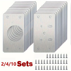 Kit de placa de reparación de bisagra de gabinete de 2/4/10 piezas para gabinetes y muebles de cocina para el hogar con agujeros, placa de montaje de bisagra de puerta de acero inoxidable