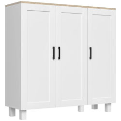 HOMCOM Aparador de Salón Mueble Buffet con 3 Puertas y Estantes Ajustables para Cocina Comedor Estilo Nórdico 90x30x90 cm Blanco