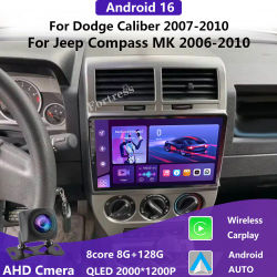 Para Dodge Caliber 2007 - 2010 Radio de coche navegación GPS Carplay estéreo Android pantalla Bluetooth reproductor Multimedia 5G Wifi