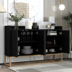 Rosahqnda-aparador con 4 puertas, mueble de almacenamiento tipo Buffet Modren sin manija para comedor, cocina, sala de estar, 120x30x80cm