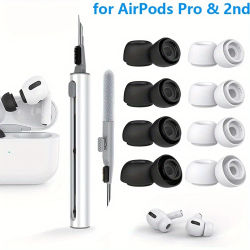 4 Pares de Almohadillas de Silicona Líquida para Airpods Pro 1 2, Reducción de Ruido, Tapones para los Oídos, Incluye Lápiz de Limpieza
