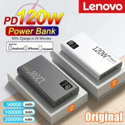Batería Externa Portátil Lenovo Original de 500000mAh, Cargador de Respaldo para Xiaomi iPhone, Carga Súper Rápida PowerBank