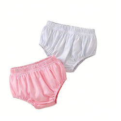 2 Piezas de Ropa Interior de Color Sólido para Bebés, de Algodón Suave, Unisex, para Niñas y Niños, Cubrepañales Tipo Bloomers