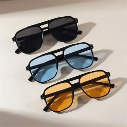 Gafas de sol Vintage para hombre y mujer, lentes de sol grandes, cuadradas, de marca de diseñador, Unisex, lentes negros, gafas de sol para hombre y mujer UV400