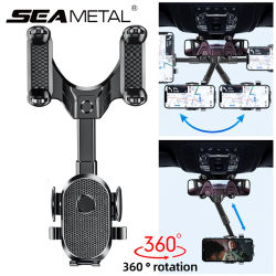Soporte para teléfono para espejo retrovisor de coche SEAMETAL 360 ° Clip retráctil del tenedor del teléfono celular para el soporte del soporte del soporte del teléfono móvil de la ayuda GPS del
