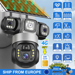 Cámara CCTV Solar con Tarjeta SIM 4G, 12MP, Seguridad Exterior, Monitor PTZ, Visión Nocturna, Cámara de Video y Batería Recargable