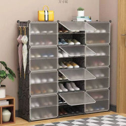 Zapatero, Mueble para Guardar Zapatos de 8 Niveles con Capacidad para 48 Pares de Zapatos con Puerta para Entrada, Sala de Estar, Dormitorio