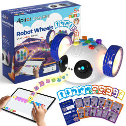 Robot Educativo Apitor con Ruedas, Robot de Codificación para Niños de 5 a 7 Años, Juguetes STEM, Kit de Robótica, Tarjetas de Codificación sin Pantalla y Control por Aplicación, Regalo para Niños