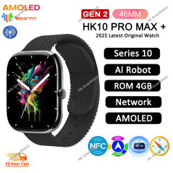 2025 HK10 Pro Max Plus GEN2 SmartWatch serie Original 10 AI ROBOT AMOLED NFC brújula GPS 4GB álbum Local reloj de red de música