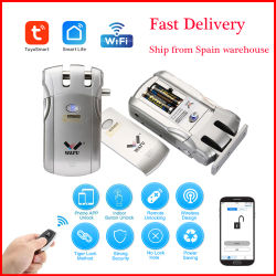 Wafu 019 cerradura de puerta con Control remoto inalámbrico Tuya Wifi cerradura inteligente Bluetooth electrónica sin llave cerradura Invisible cerraduras de Control de teléfono
