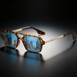 Gafas de Sol Cuadradas Retro para Hombre y Mujer, Montura Metálica con Doble Puente, Protección UV400, Lentes de Piloto Unisex