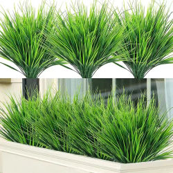 2 uds 7 tenedores/paquete de plantas artificiales, flores de plástico de hierba verde boda Primavera Verano sala de estar Navidad decoración del hogar