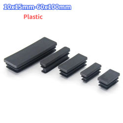 Tapones rectangulares de plástico negro para tubos, tapas de extremo, tapones de inserción, protectores para patas de muebles, mesas y sillas