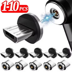 1/5/10PCS Adaptador de cable de carga rápida con puntas magnéticas USB-A tipo C para cargador magnético Samsung 360 ° Conector de Rotación de Grados