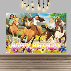 Fondo para Fiesta de Cumpleaños Infantil, Tema de Caballo y Pony de Dibujos Animados, Banner para Baby Shower, Fondo para Fotografía de Estudio