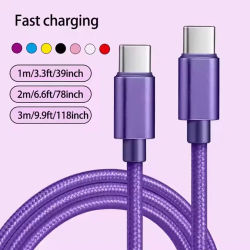 Cable de datos de carga rápida USB C a tipo C de 66W 5A USB tipo C a tipo C Cable adaptador de cargador de carga rápida trenzado de nailon 1m 2m 3m