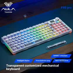 AULA F98PRO Teclado mecánico inalámbrico transparente Bluetooth 2,4G intercambiable en caliente RGB retroiluminado teclado personalizado para juegos de deportes electrónicos
