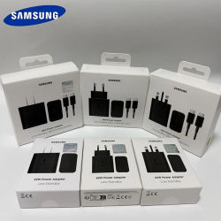 Cargador Original Samsung de 60W, Carga Súper Rápida, Adaptador EU/UK/US, Cable Tipo C de 1.8M 5A, S26 S25 FE S24 Ultra S23 A55 A56 para iPhone