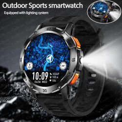 Reloj inteligente con linterna LED de 5ATM para hombre, más de 100 modos deportivos, Monitor de salud, relojes para hombre, llamadas Bluetooth, relojes inteligentes para Android ios