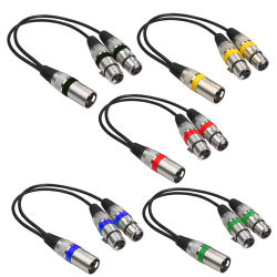 Divisor XLR de 30CM macho a hembra doble, Cable adaptador de Audio divisor XLR macho a hembra de 3 pines para amplificador de micrófono mezclador de altavoz