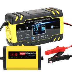 Cargador de Batería de Coche de 12V con Enchufe Europeo, Herramienta de Reparación de Baterías de Plomo-Ácido por Pulsos, Accesorios Inteligentes Digitales para Automóviles y Motocicletas