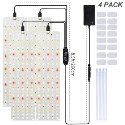 Panel de Luz LED de 12V para Cultivo, Ultrafino, Espectro Completo, Regulable, con Temporizador, Lámpara para Plantas Bajo Mueble, para Cultivo Interior en Estantes