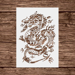 Plantilla de estarcido de dragón A4, plantilla de estarcido para pintar animales, para manualidades de pared, muebles y arte DIY, 1 unidad