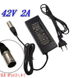 Cargador de Batería de Litio para Bicicleta Eléctrica de 42V 2A para Paquete de Batería de Litio de 36V con Conector XLR de 4 Pines