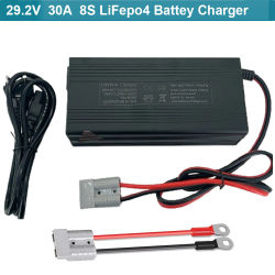 Cargador Lifepo4 de 24V/29.2V 30A con Ventilador de Refrigeración, Cargador de Batería de Litio con Múltiples Funciones de Protección para Batería Lifepo4 de 24V 8S