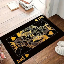 Alfombra de puerta con patrón de póker, alfombra con diseño de tarjetas creativas, Protector de suelo antideslizante impermeable para entrada de casa y sala de juegos
