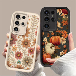 Funda de teléfono para Samsung Galaxy S24 S23 S25 Ultra S22 S21 Plus FE 5G A54 A34 A14 A73 A53 A33 5G, funda trasera con patrón de plantas florales