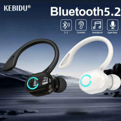 Auriculares inalámbricos Bluetooth 5,2 de negocios con gancho para la oreja, miniauriculares HIFI con cancelación de ruido y graves con micrófono, auriculares deportivos para juegos