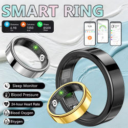 Anillo Inteligente R09 para Hombre y Mujer con Estuche de Carga, Monitor de Frecuencia Cardíaca, Oxígeno en Sangre, Temperatura de la Piel, Resistente al Agua 5ATM para Android iOS
