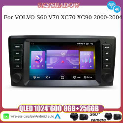 Andorid para VOLVO S60 V70 XC70 XC90 2000-2004 reproductores de vídeo Multimedia para coche navegación inalámbrica CarPlay pantalla Bluetooth Radio