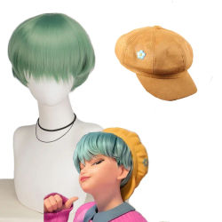 Saja-Peluca de Cosplay para niños y bebés, boina amarilla, sombrero KPop Demon Hunters, peluca corta sintética, accesorios para fiesta de Halloween y Carnaval
