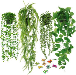 Plantas Artificiales Colgantes, Plantas Falsas en Maceta, Follaje Artificial, Eucalipto, Helecho de Boston, Guirnalda para Decoración Interior y Exterior de Casa de Campo