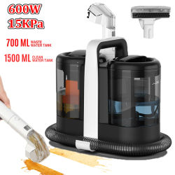 Aspiradora Portátil para Alfombras de 600W y 15KPA, Limpiador de Manchas Portátil con Pulverizador y Succión Integrada, Máquina de Limpieza para Sofás y Pelo de Mascotas
