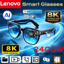 Gafas Inteligentes Lenovo 8K 2400MP con Traducción IA, Conversación Bluetooth, Grabación, Escucha de Música, Gafas de Sol Inteligentes para Hombre y Mujer