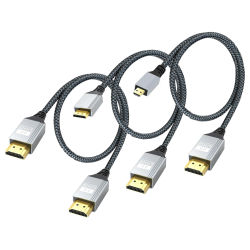 Cable UHD 4K de 0.3M 1M 2M, Mini Micro HDMI 2.0, Cable Trenzado de Aluminio y Nailon para Laptop, Tablet, Cámara, Videocámara, Monitor