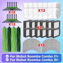 Compatible con ( iRobot Roomba COMBO J7+ / COMBO J9+ ) Piezas del Aspirador Cepillo Principal Cepillo Lateral Filtro Hepa Trapo de Limpieza Bolsa de Polvo Accesorios