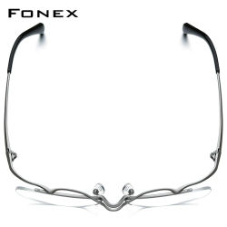 Montura de gafas de titanio FONEX para hombre, diseño de marca, gafas cuadradas semisin montura, gafas japonesas ultraligeras de media montura 85762