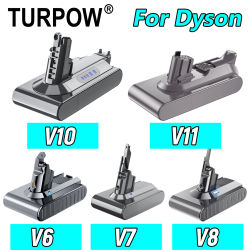 Batería Turpow para Dyson V6/DC58 V7 V8 V10 V11 SV11 SV15 batería de repuesto para aspiradora batería recargable 21,6 V 25,2 V