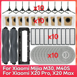 Compatible con ( Xiaomi Robot Vacuum X20 Pro, X20 Max, M30, M40S, D102GL, D109GL, D102 ) Piezas Accesorios Cepillo Filtro Mopa B