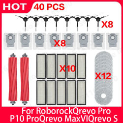 Repuestos para Roborock Qrevo Pro / P10 Pro / Qrevo MaxV / Qrevo S, Filtro HEPA, Cepillo Principal, Cepillos Laterales, Accesorios para Robot Aspirador