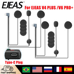 Original EJEAS V6 Pro +/v4 plus micrófono altavoz auriculares TYPE-C para casco de motocicleta intercomunicador Bluetooth interfono Full Duplex