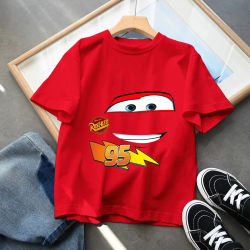 Camisetas con estampado de Pixar Lightning McQueen para niños, ropa para niñas, camiseta de manga corta para bebés, camisetas de verano para niños, gran oferta