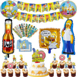 1 Set de Decoración para Fiesta Simpsoned: Pancarta de Feliz Cumpleaños, Adorno para Pastel, Globos de Aluminio Amarillos Divertidos para el Hogar, Recuerdos para Baby Shower